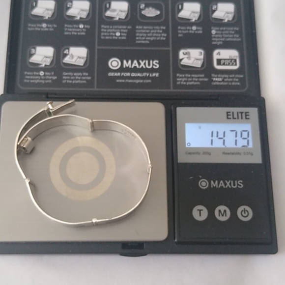 Sterling Silver 5 Panel Hinged Hecho en Mexico Abalone Inlay bracelet, 7" - Picture 6 of 8